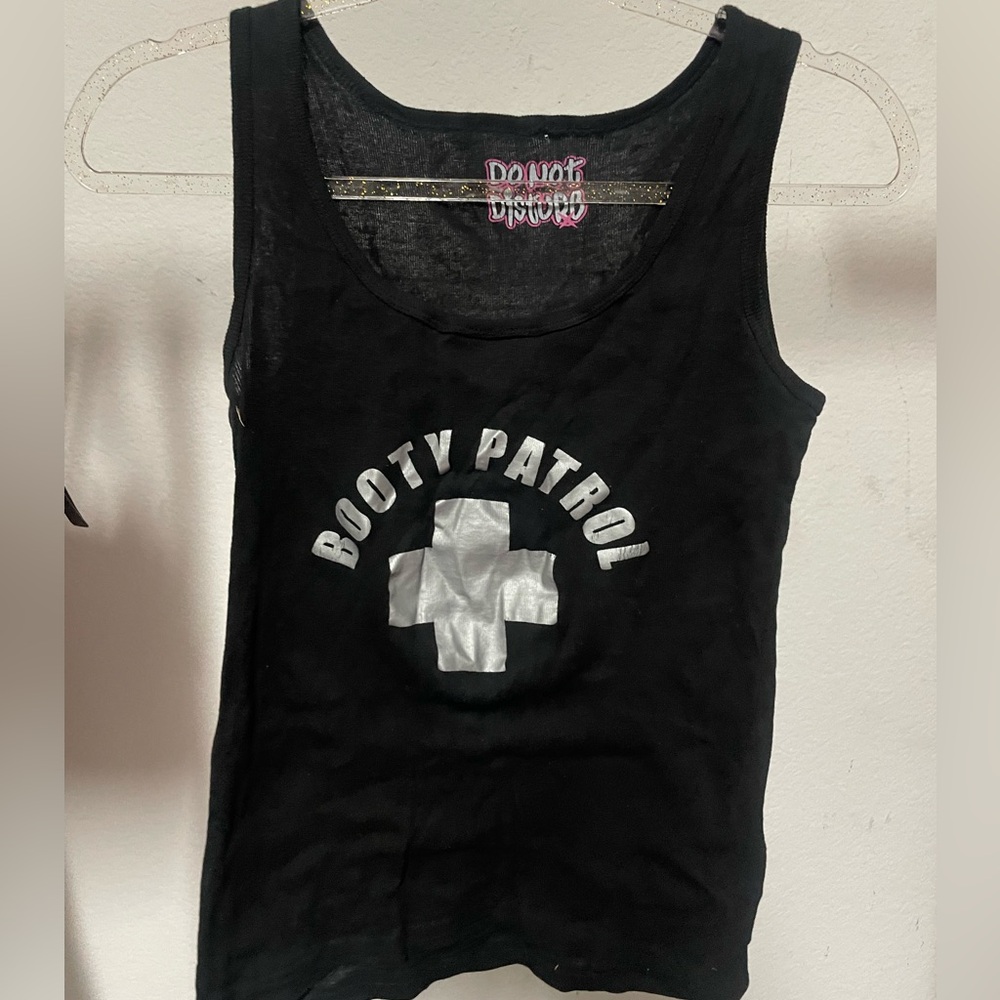 Booty patrol black tank top